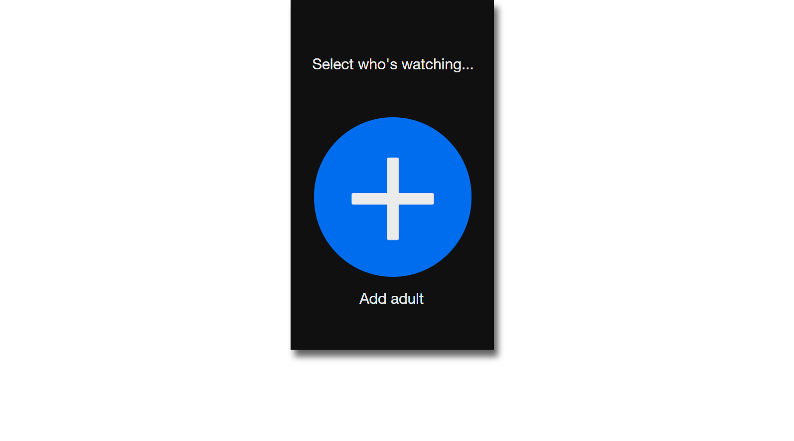 Image of the 'Add adult' icon on the iPlayer TV app