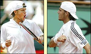 Mathieu reacts to a winning shot during his tough fourth round match