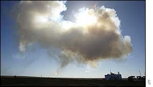 Smoke over launch site