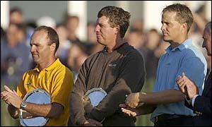 The three beaten play-off contenders are able to put their personal disappointments behind them as Els collects the Claret Jug