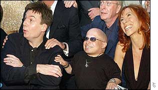 Mike Myers with Mindy Sterling and Verne Troyer 