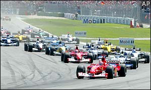 Michael Schumacher makes a good start on his home circuit at Hockenheim