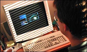 Computer user at home