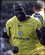 Michael Ricketts celebrates the first goal of the season