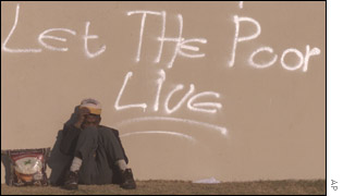 'Let the poor live' graffiti