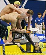 The winning Australian 4x100m freestyle relay team