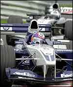 Juan Pablo Montoya in action at the Belgian Grand Prix