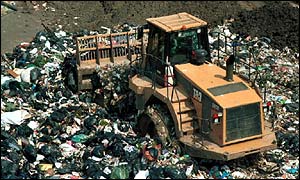Digger at a landfill site