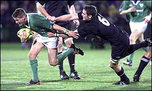 Ireland fly-half Ronan O'Gara seen in action against the All Blacks during the summer