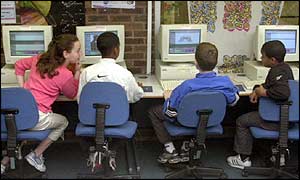School children using computers