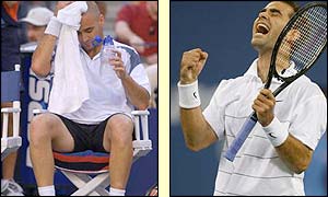 Agassi loses his last service game and Sampras takes full advantage 