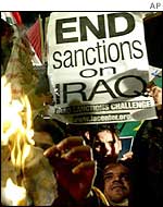 Iraqis protest against sanctions