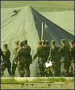 Troops marching