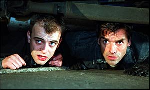 Steve McDonald (Simon Gregson) with Joe Carter (Jonathan Wrather) in Coronation Street