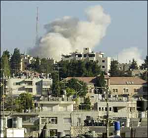 Smoke rising from Arafat's compound