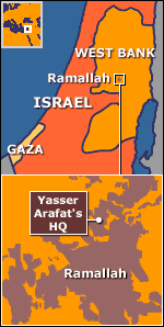 Map showing location of compound in Ramallah