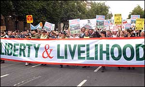 The march began at 1000BST and edged its way forward