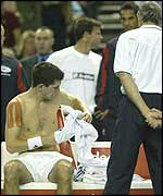Tim Henman and GB captain Roger Taylor in Birmingham