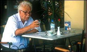Man in Greek cafe