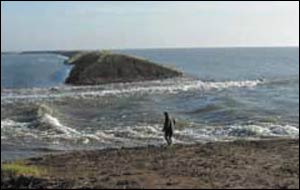 Breached sea defence Environment Agency