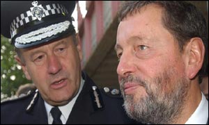 David Blunkett with Met Police Commissioner, Sir John Stevens