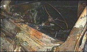 Burned-out car