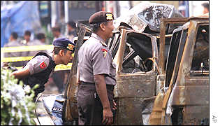 The aftermath of the bombing in Indonesia