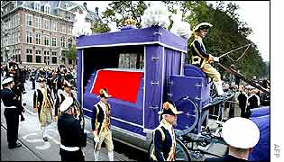 Royal hearse carrying the coffin with the body of Prince Claus