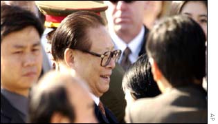 Chinese President Jiang Zemin arriving in Chicago