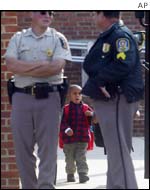 A pupil leaves Brookhaven Elementary School 