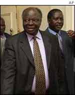 Veteran Mwai Kibaki (left)