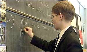 boy learning French