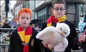 Fans Jack King, six (left) and brother Andrew, 10