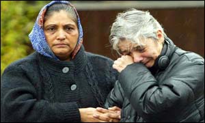 Mourners at funeral