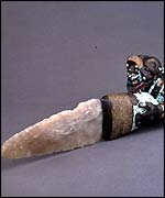 Sacrificial knife, Mixtec-Aztec, 1350-1521, courtesy of the British Museum