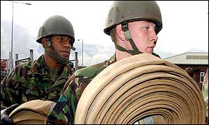 Soldiers at Chilwell barracks in Nottingham