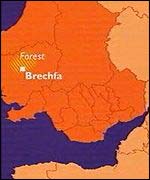 map showing Brechfa Forest