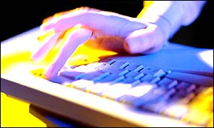 Hand on keyboard