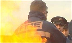 Striking firefighters on picket line