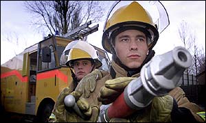 Soldiers practise a fire drill in Belfast