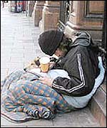A homeless person