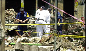 Bomb wreckage in Bali