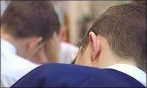Boy in exam