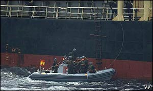 Boarding party also arrive on a launch 