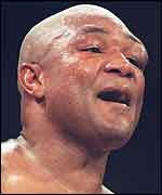 George Foreman with facial bruising after his fight with Shannon Briggs
