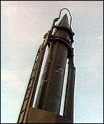 Scud missile on launcher
