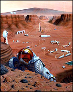 Graphic of what humans landing on Mars might look like, Nasa