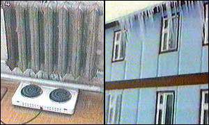 Frozen radiator, icicles