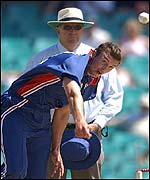 Steve Harmison bowling in Sydney