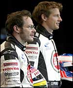 Jacques Villeneuve and Jenson Button during the launch of the BAR 005.